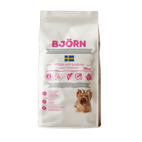 SUCHA KARMA DLA PSÓW MAŁYCH RAS Björn SENSITIVE ADULT BEZZBOŻOWA Z ŁOSOSIEM 1,5KG